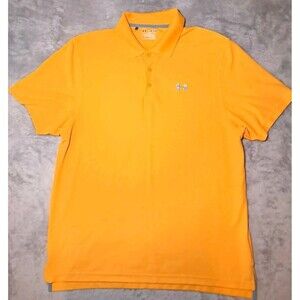Under Armour Men's Loose Fit Short Sleeve Heat Gear Polo Size XL Orange